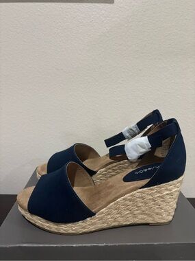 Style & Co. Womens Seleene Faux Suede Open Toe Wedge Sandals Navy size 8.5 M